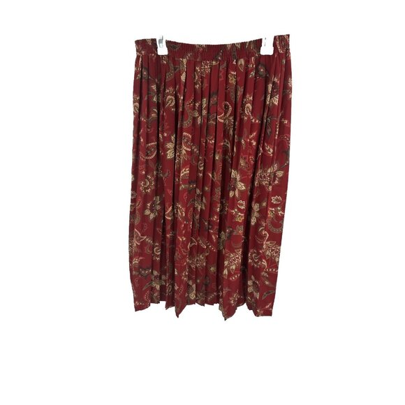 Alfred Dunner Womens Skirt Size 16 Red Floral Print Midi Pleated Pull On - Picture 1 of 6
